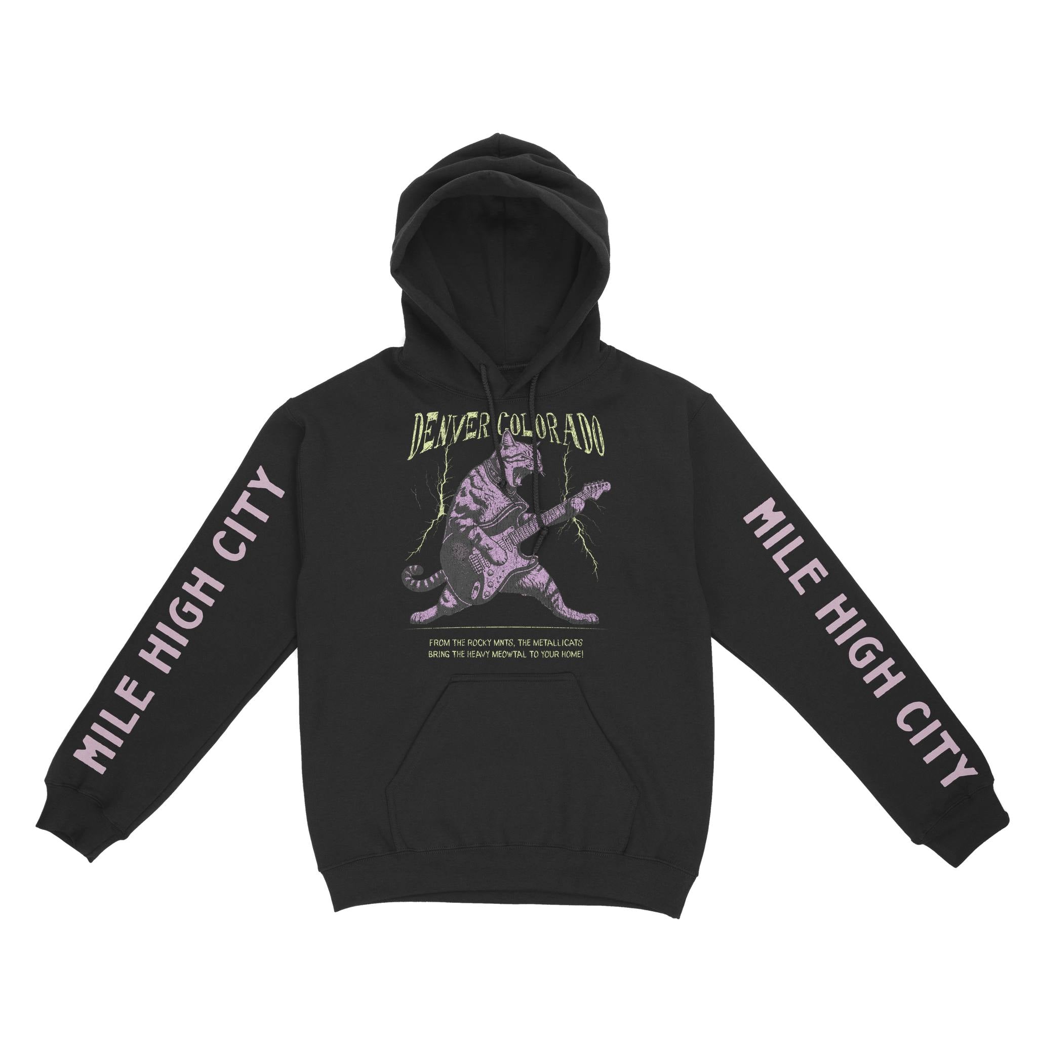 Denver Hoodie in Black - front-sleeves view