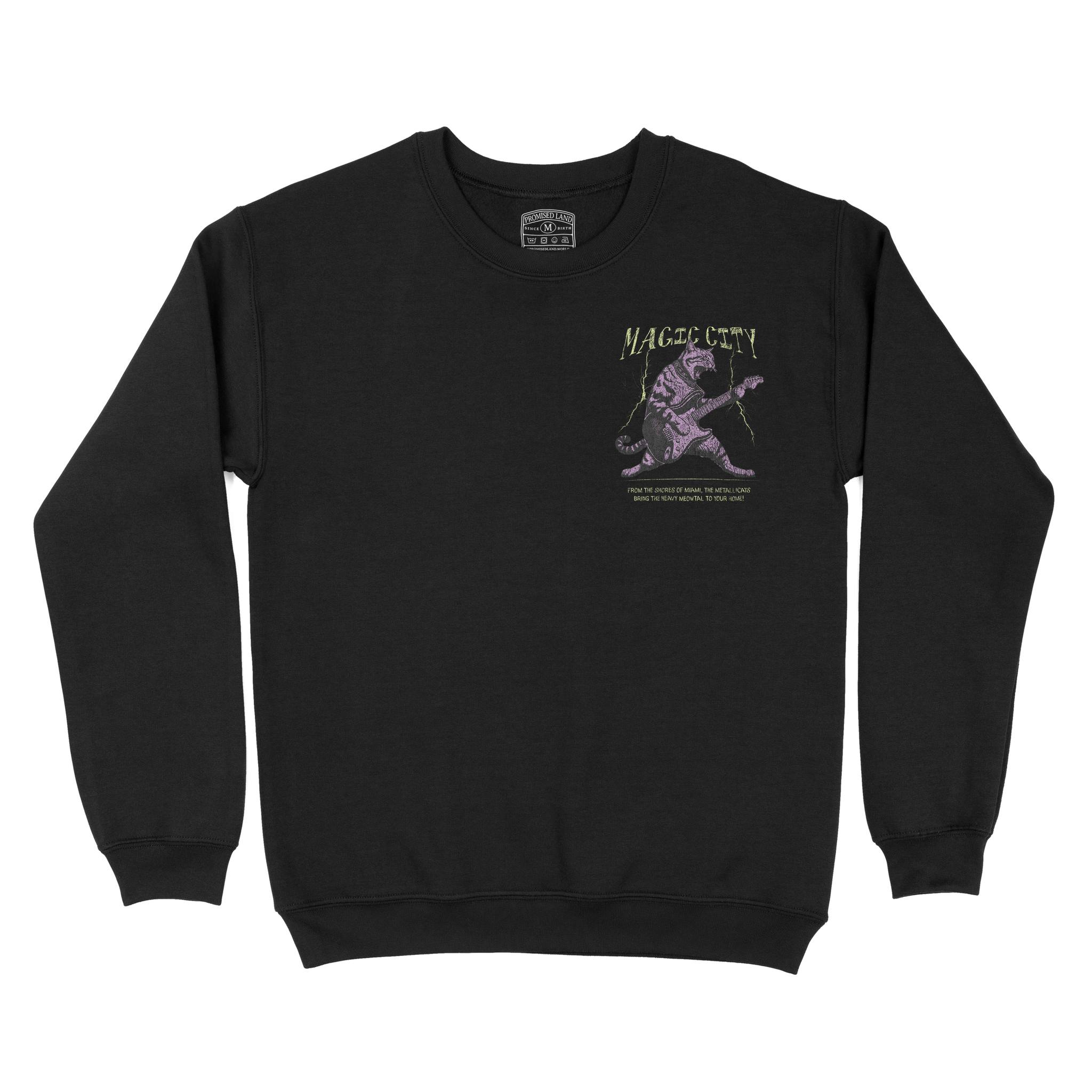 Miami Music Kitten Crewneck Black front