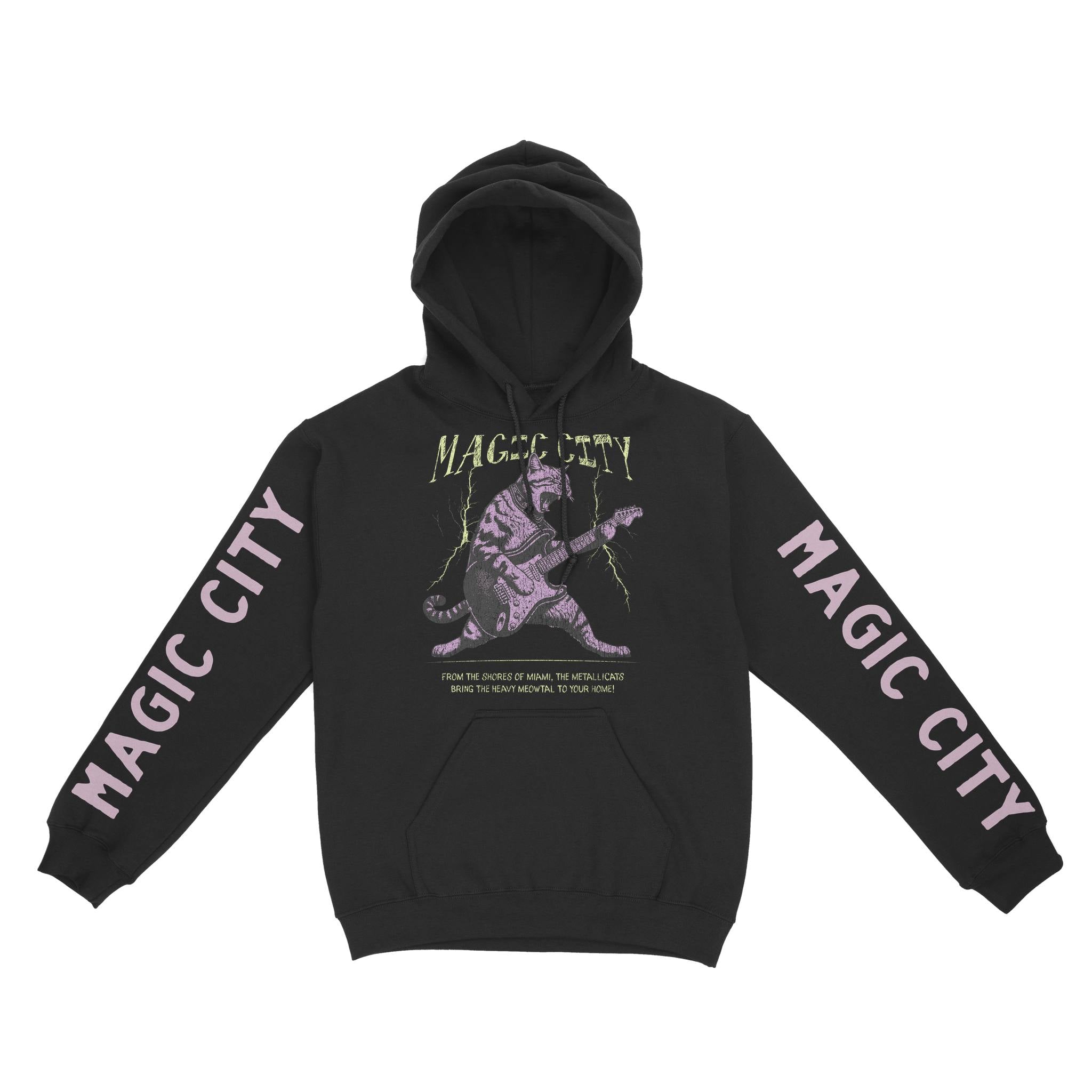 Miami Hoodie in Black - front-sleeves view