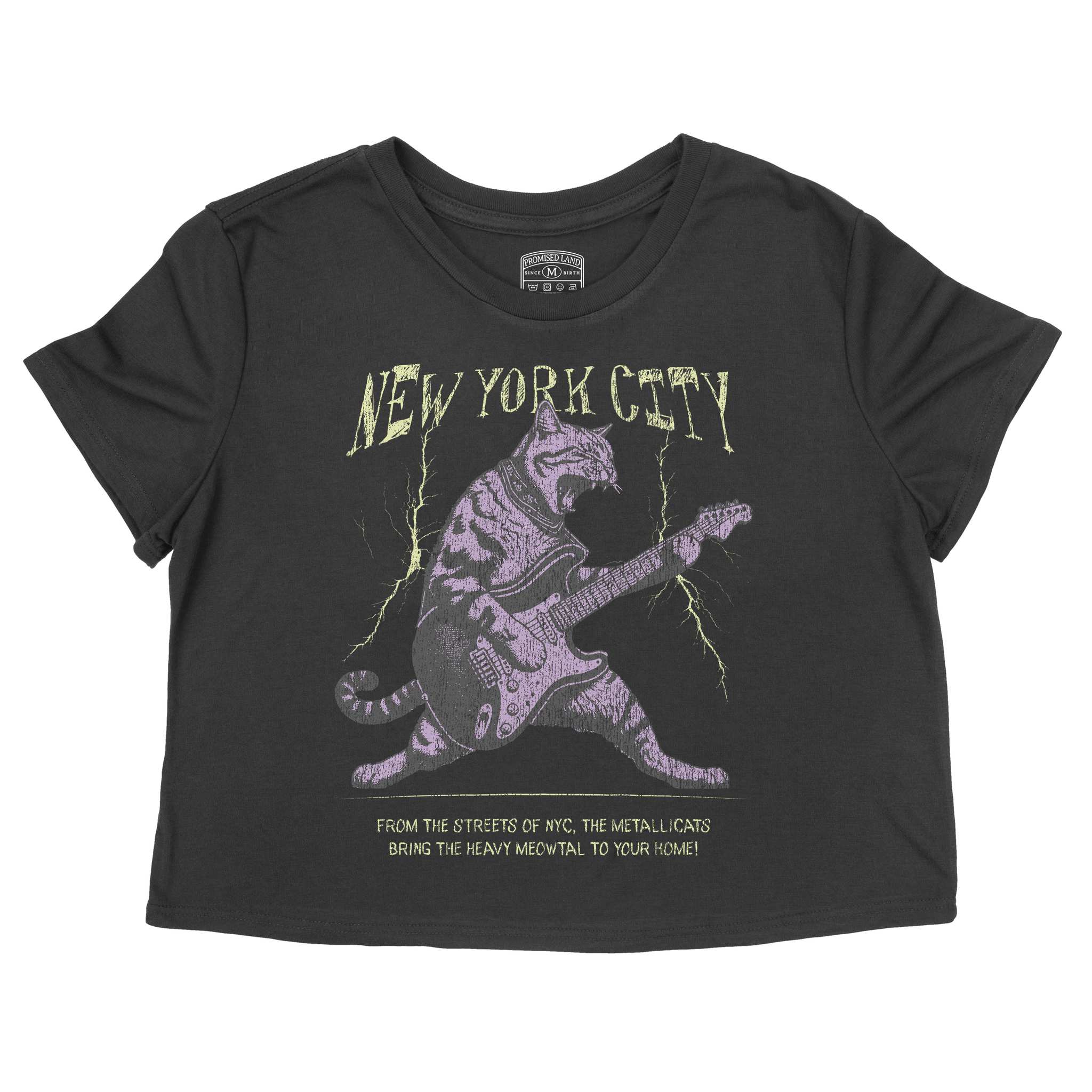 New York Music Kitten Cropped Tee Black front