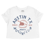Austin Moto Helmet Cropped Tee White front