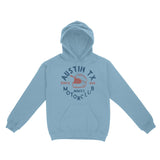 Austin Moto Helmet Hoodie Light Blue front