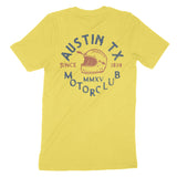 Austin Moto Helmet T-Shirt Maize Yellow back