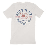 Austin Moto Helmet T-Shirt Vintage White back