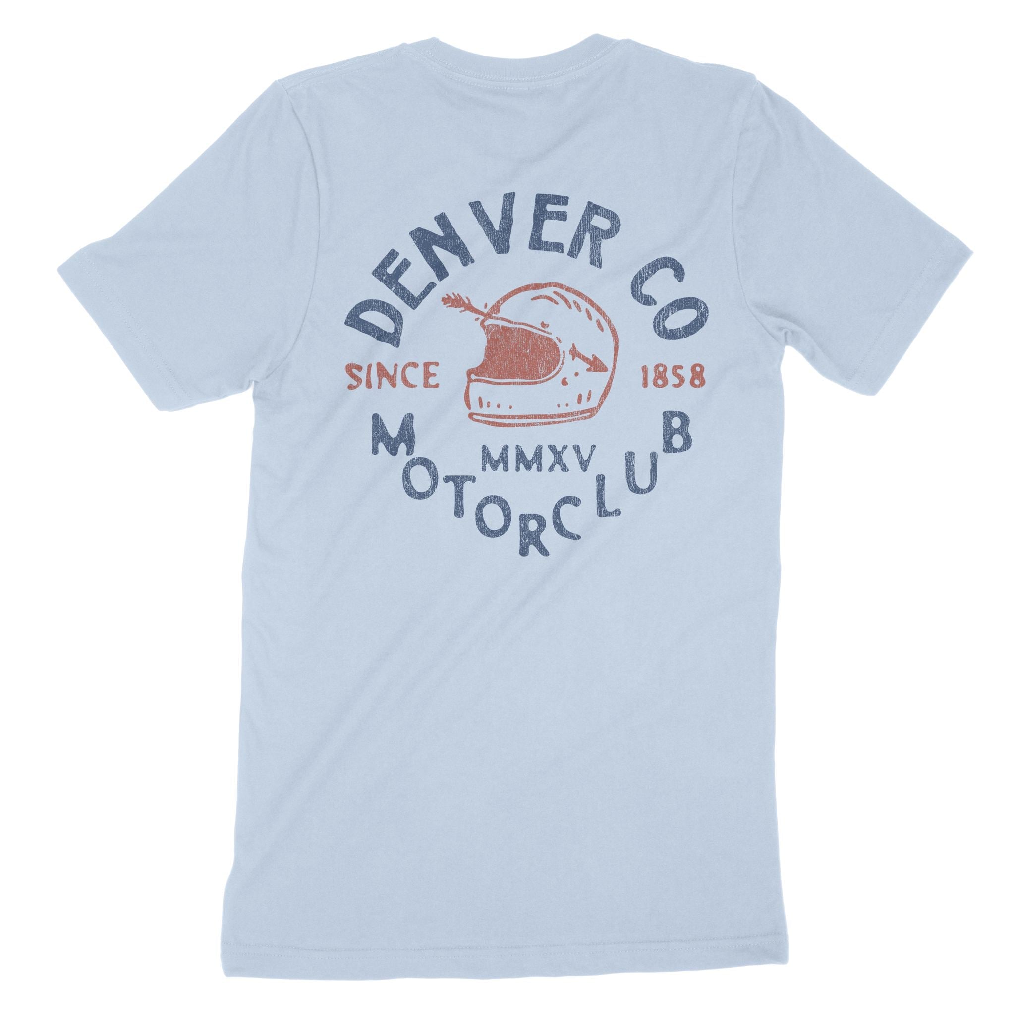 Denver Moto Helmet T-Shirt Baby Blue back