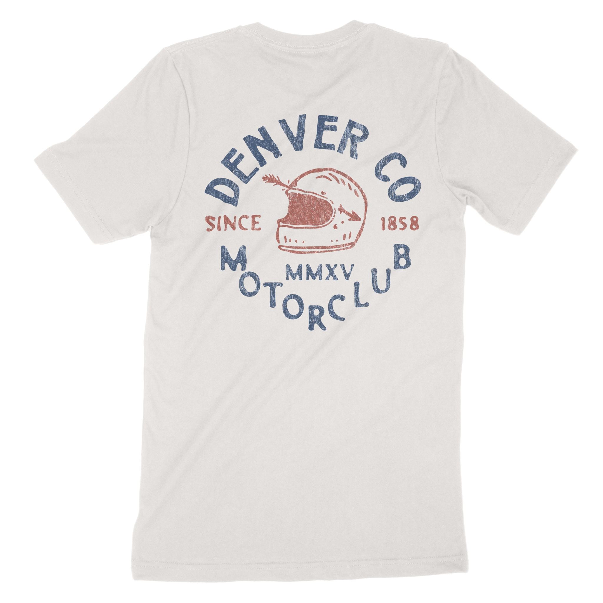 Denver Moto Helmet T-Shirt Vintage White back