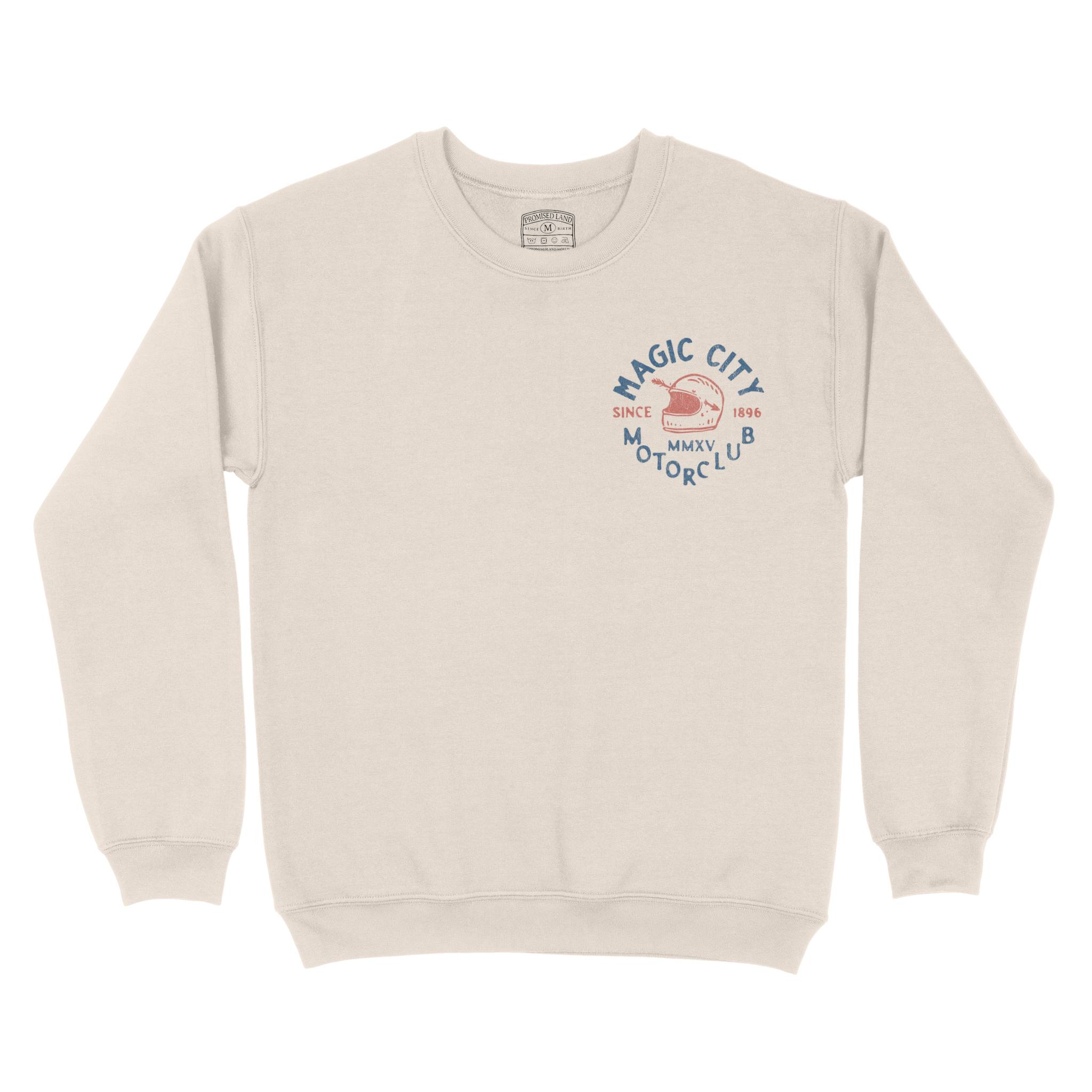Miami Moto Helmet Crewneck in Natural - front view