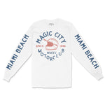 Miami Moto Helmet Longsleeve in White - front view with sleeves