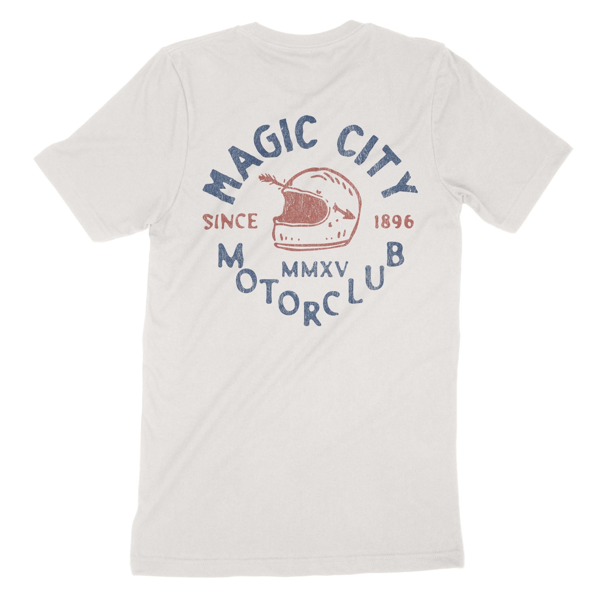 Miami Moto Helmet T-Shirt Vintage White back