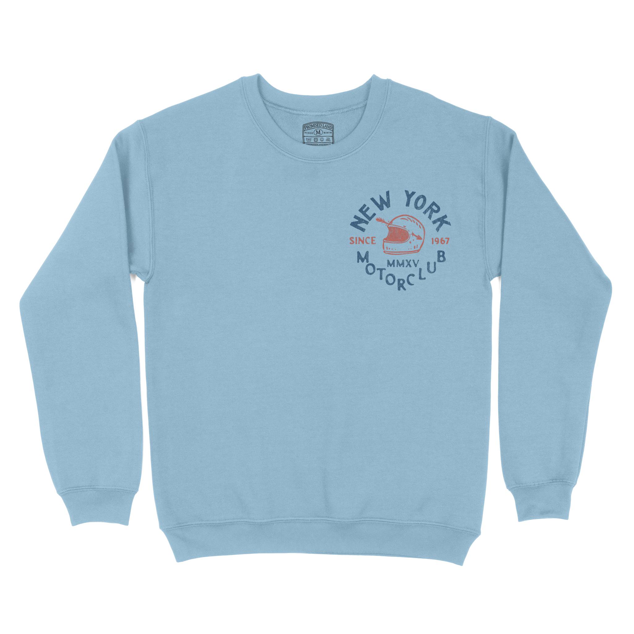New York Moto Helmet Crewneck Light_Blue front