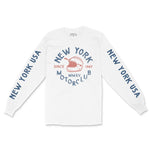 New York Longsleeve in White - front-sleeves view