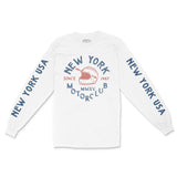 New York Longsleeve in White - front-sleeves view