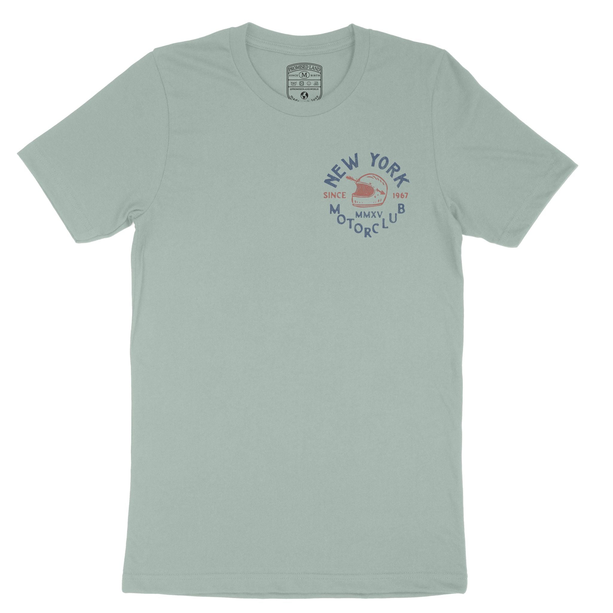 New York Moto Helmet T-Shirt Dusty_Blue front