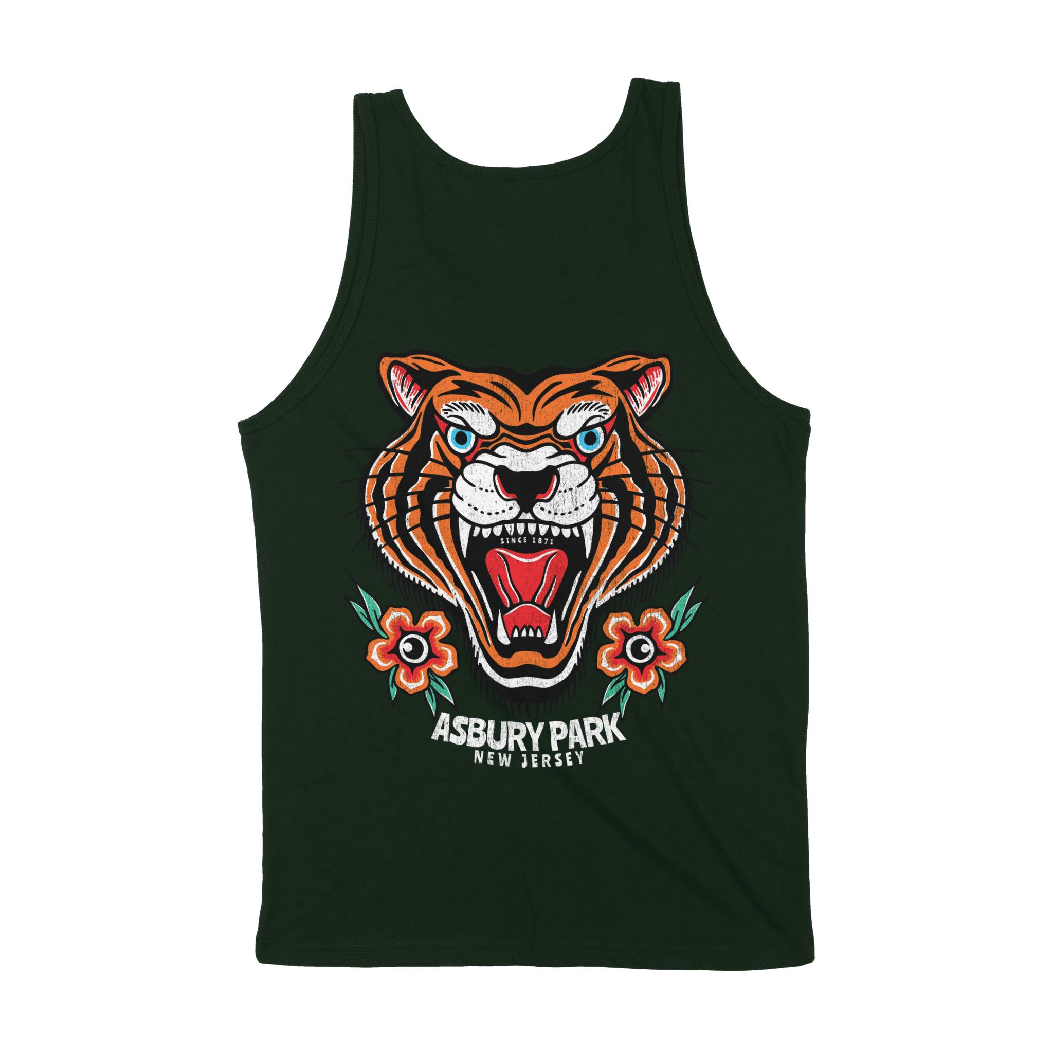 Asbury Park Tiger Tough Tank Top in Forest - back view