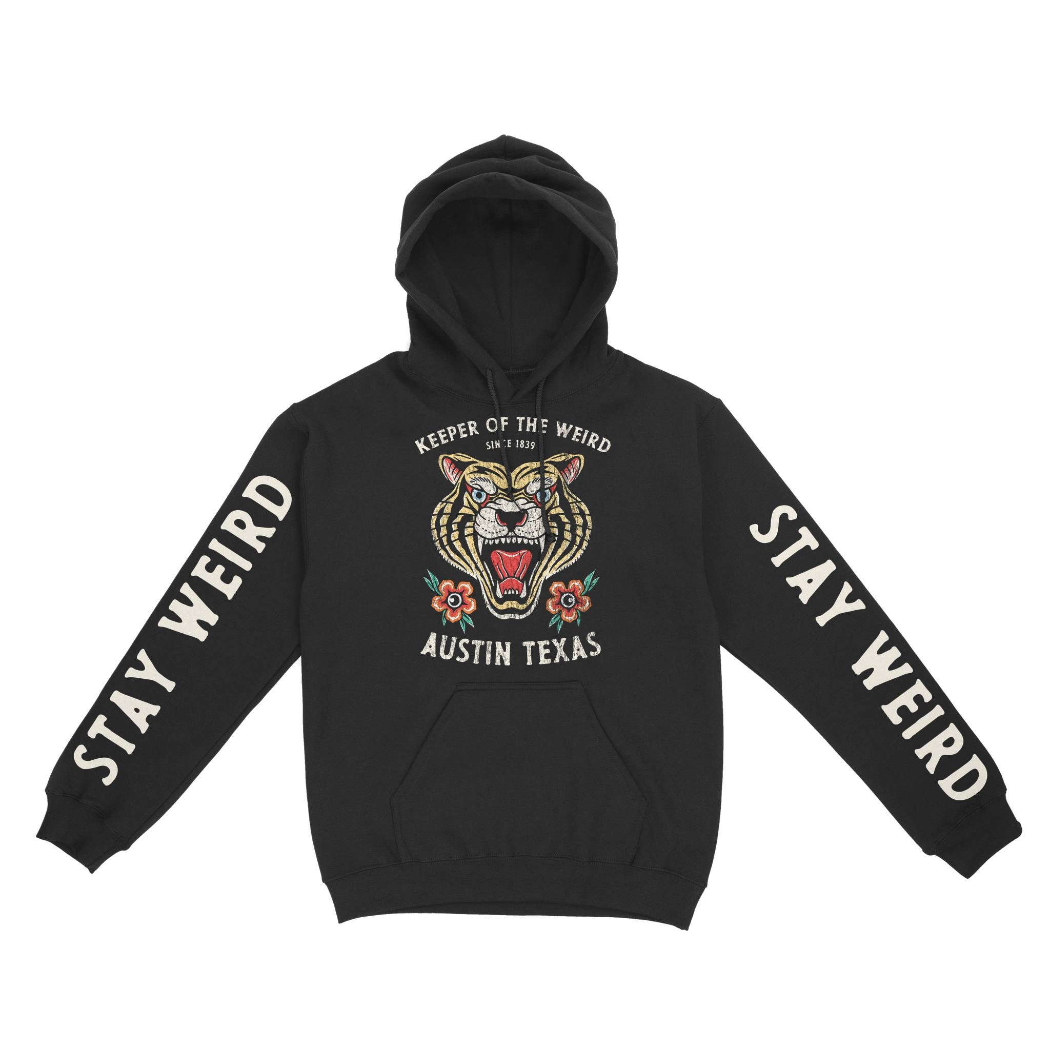 Austin Hoodie in Black - front-sleeves view