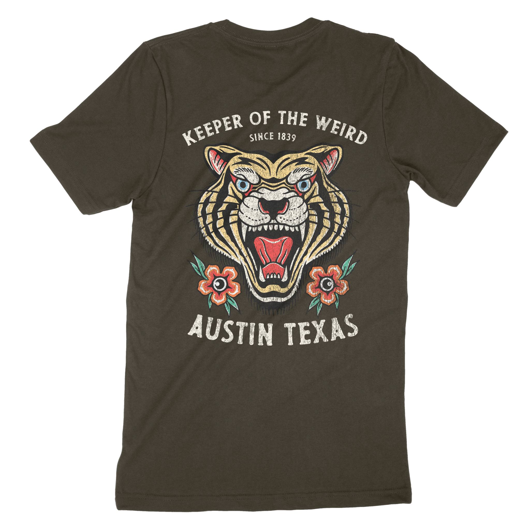 Austin Tiger Tough T-Shirt in Army - back view