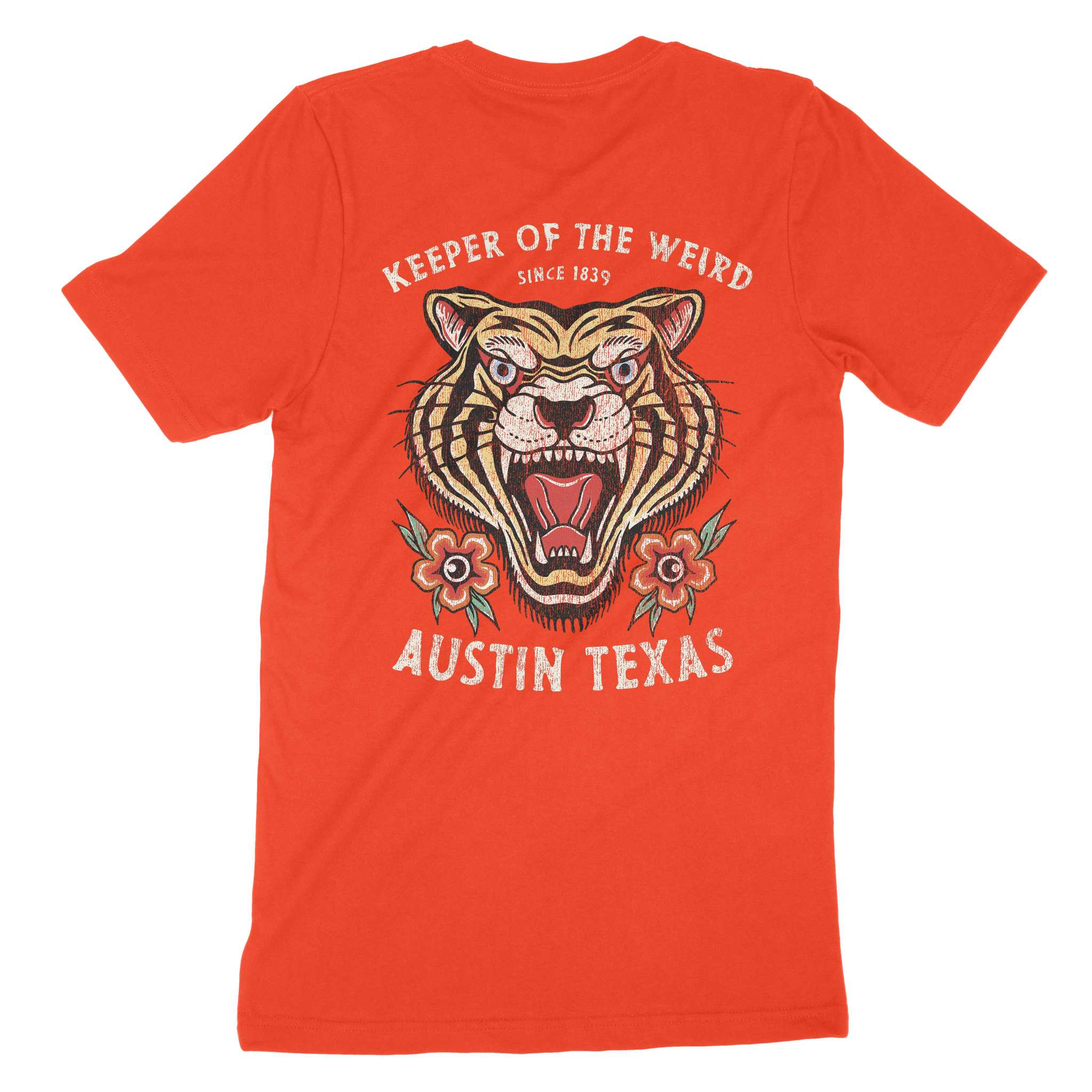Austin Tiger Tough T-Shirt Coral back