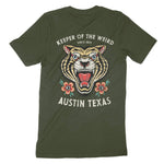 Austin Tiger Tough T-Shirt in Military Green - back view