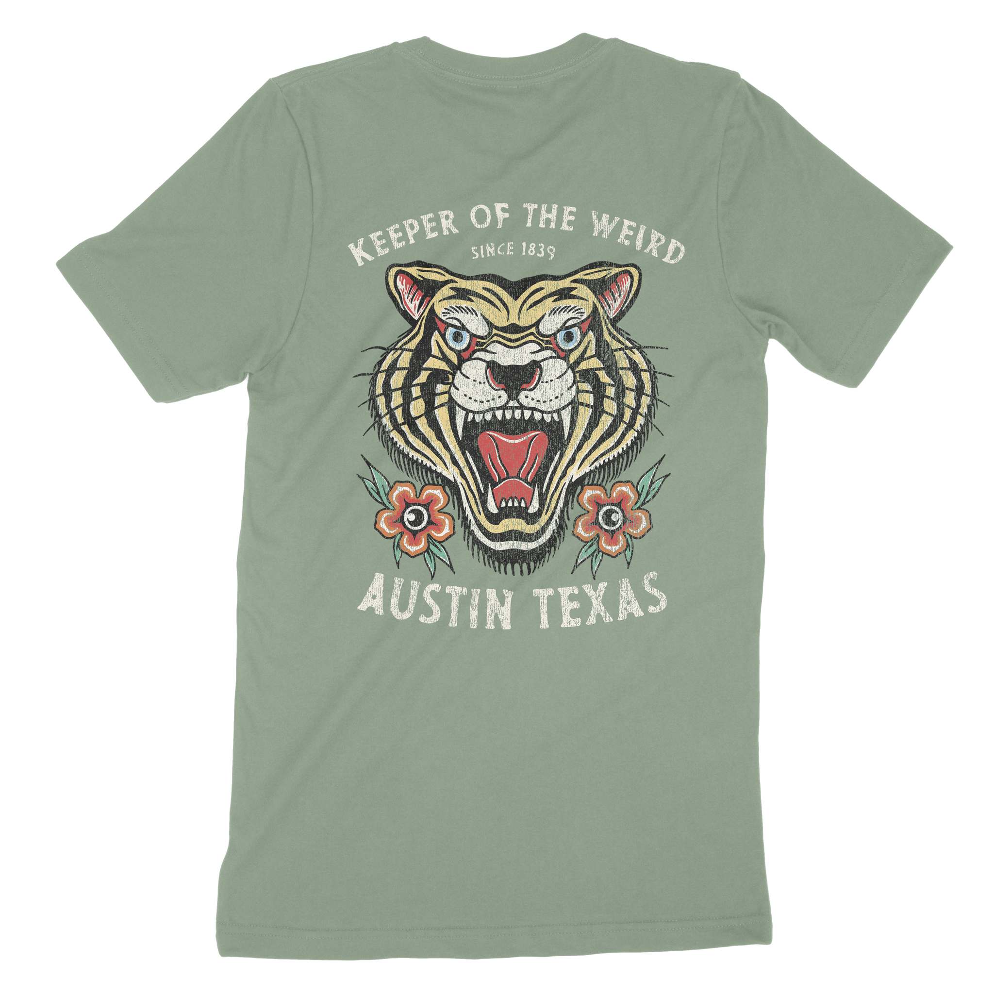 Austin Tiger Tough T-Shirt Sage back