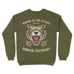 Denver Tiger Tough Crewneck in Military Green - back view