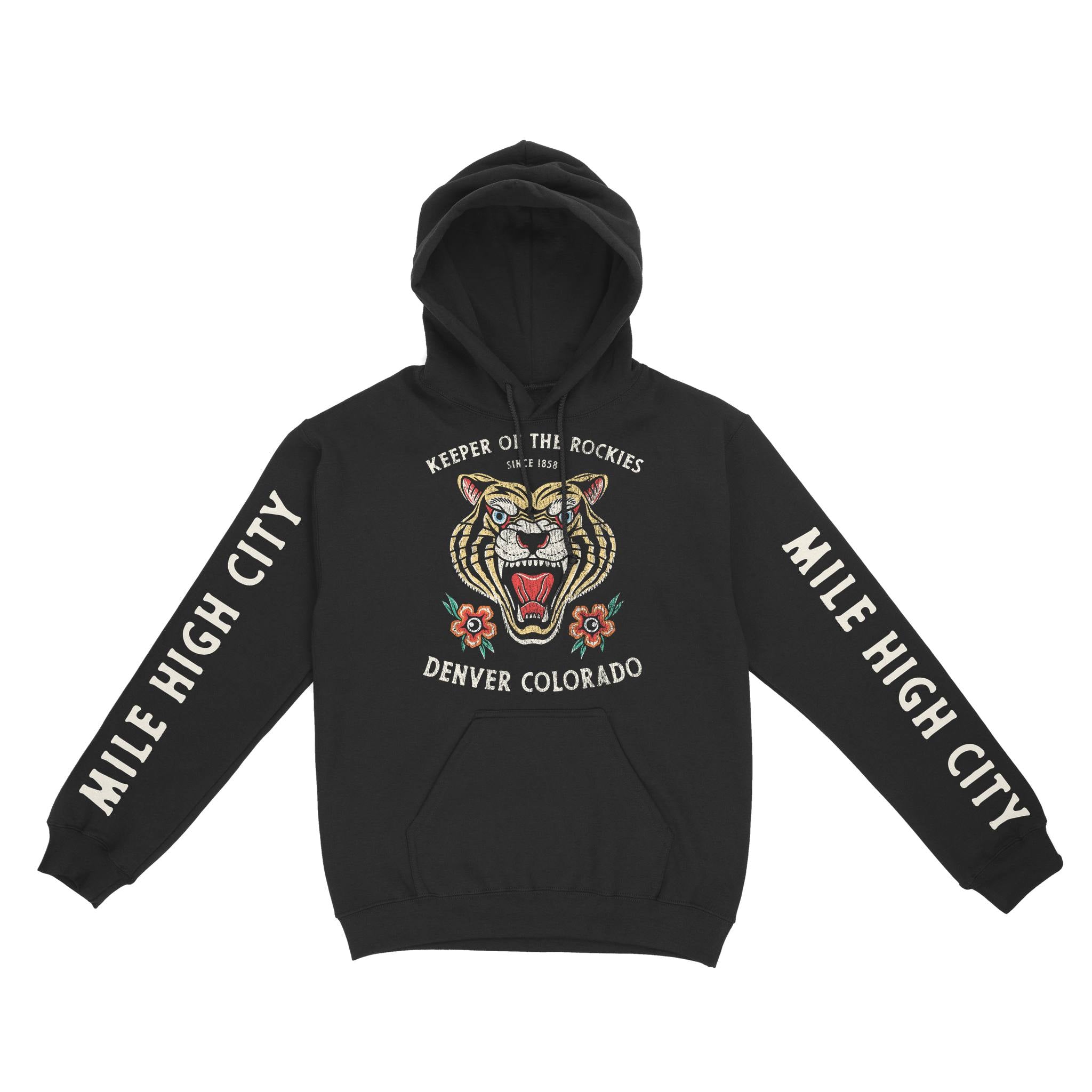 Denver Hoodie in Black - front-sleeves view