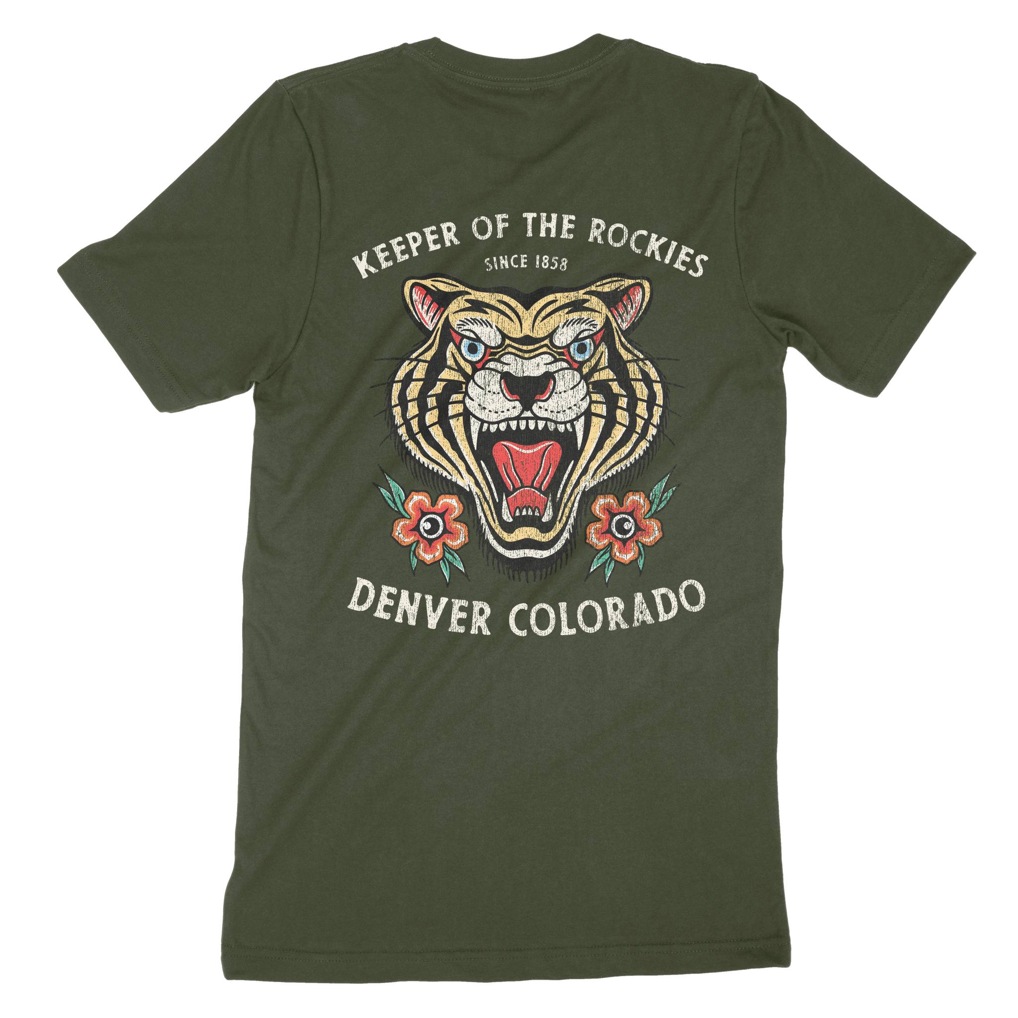 Denver Tiger Tough T-Shirt in Military Green - back view