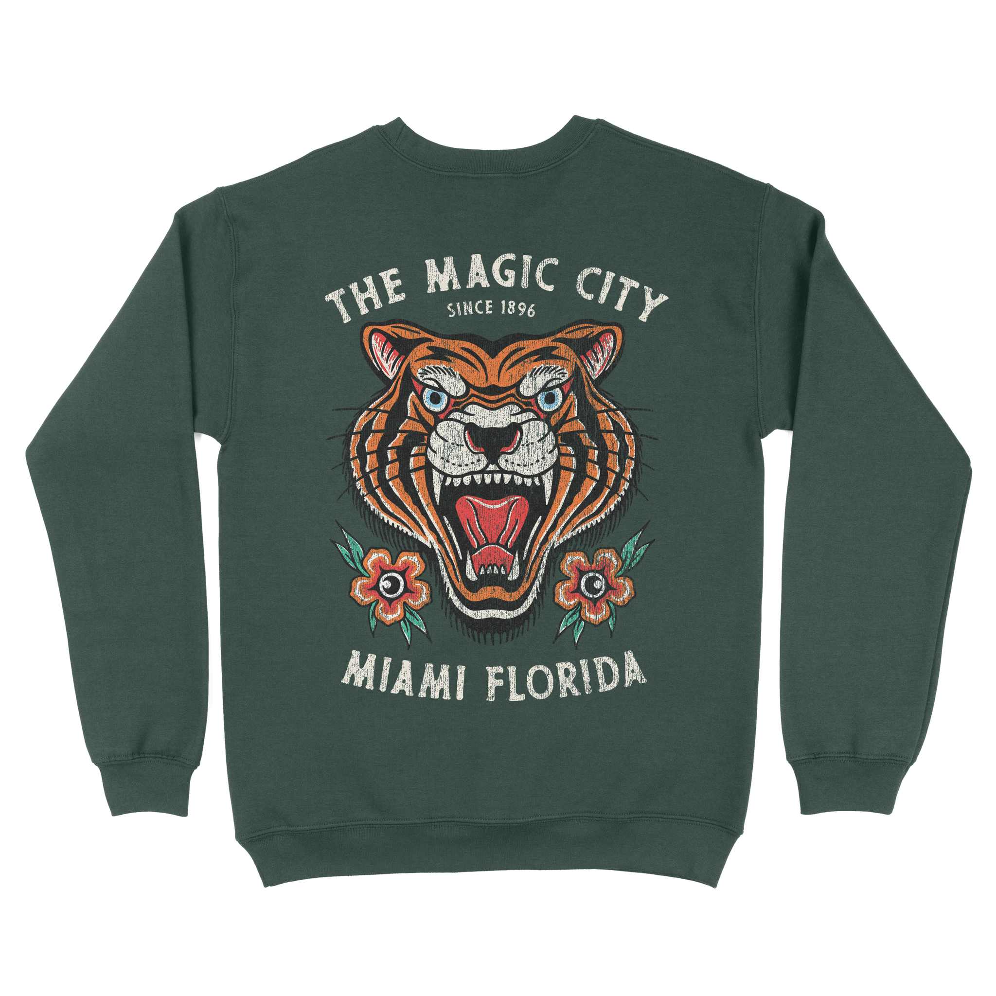 Miami Tiger Tough Crewneck Forest back