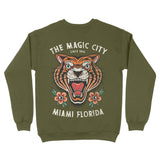 Miami Tiger Tough Crewneck in Military Green - back view