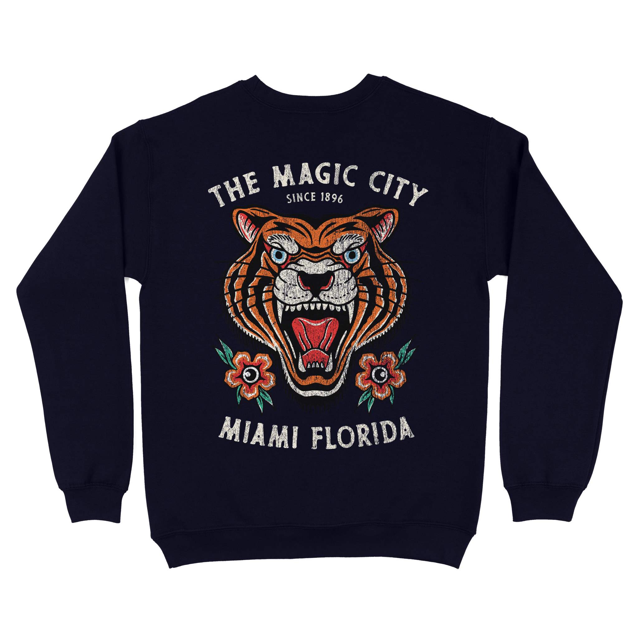 Miami Tiger Tough Crewneck Navy back