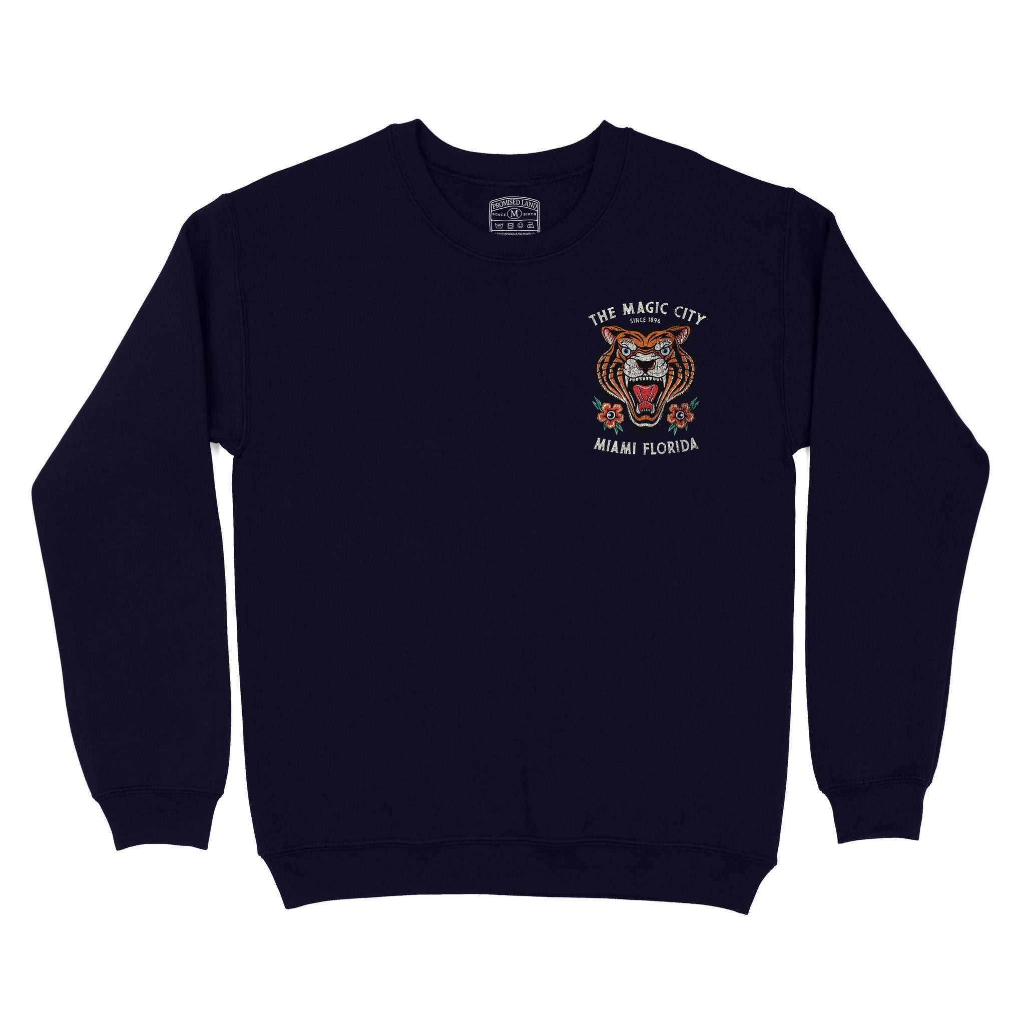 Miami Tiger Tough Crewneck Navy front