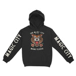 Miami Tiger Tough Hoodie in Black - front view with sleeves
