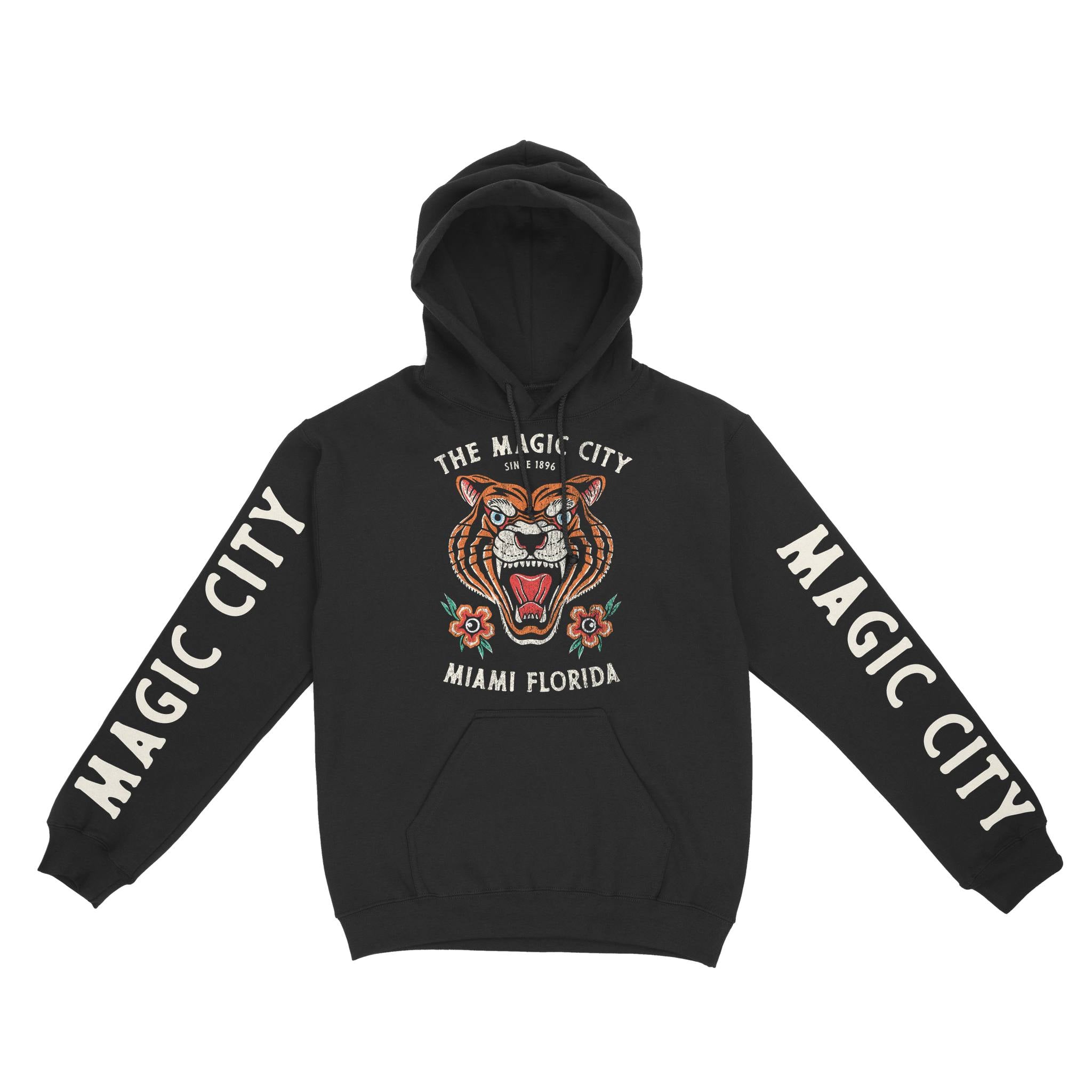 Miami Hoodie in Black - front-sleeves view