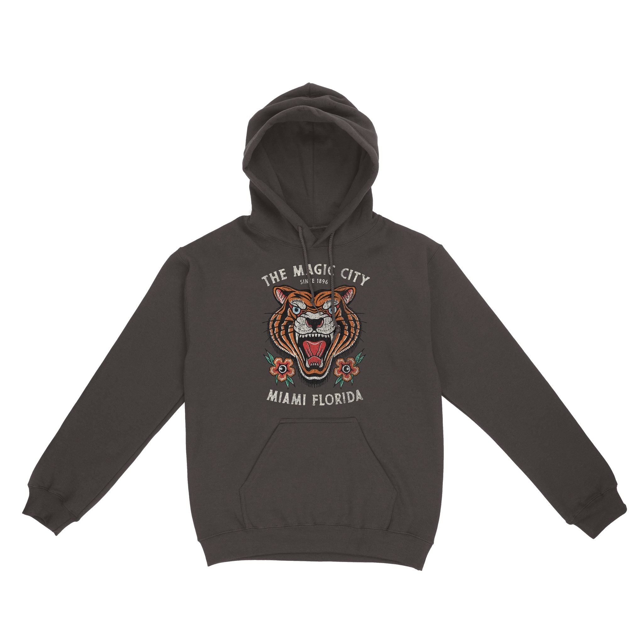 Miami Tiger Tough Hoodie Dark Chocolate front