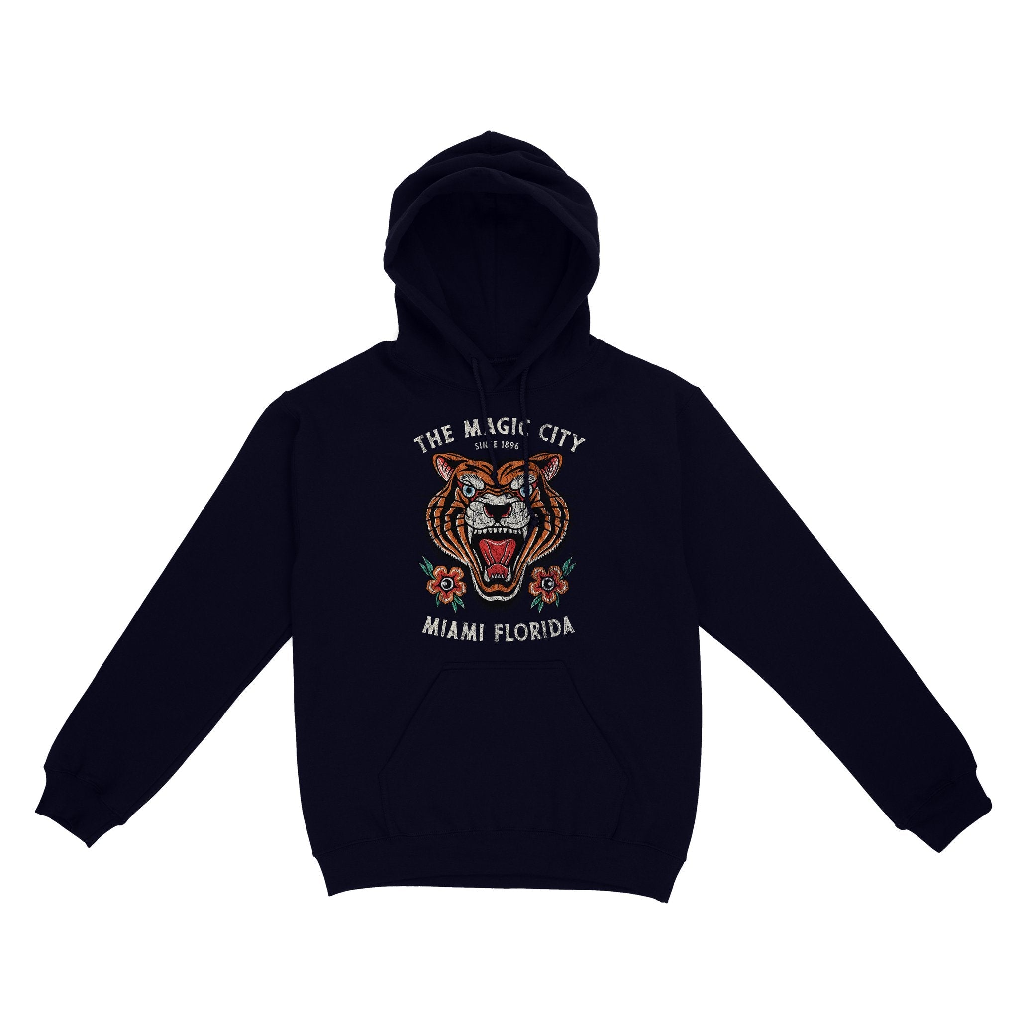 Miami Tiger Tough Hoodie Navy front