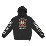 New York Hoodie in Black - front-sleeves view
