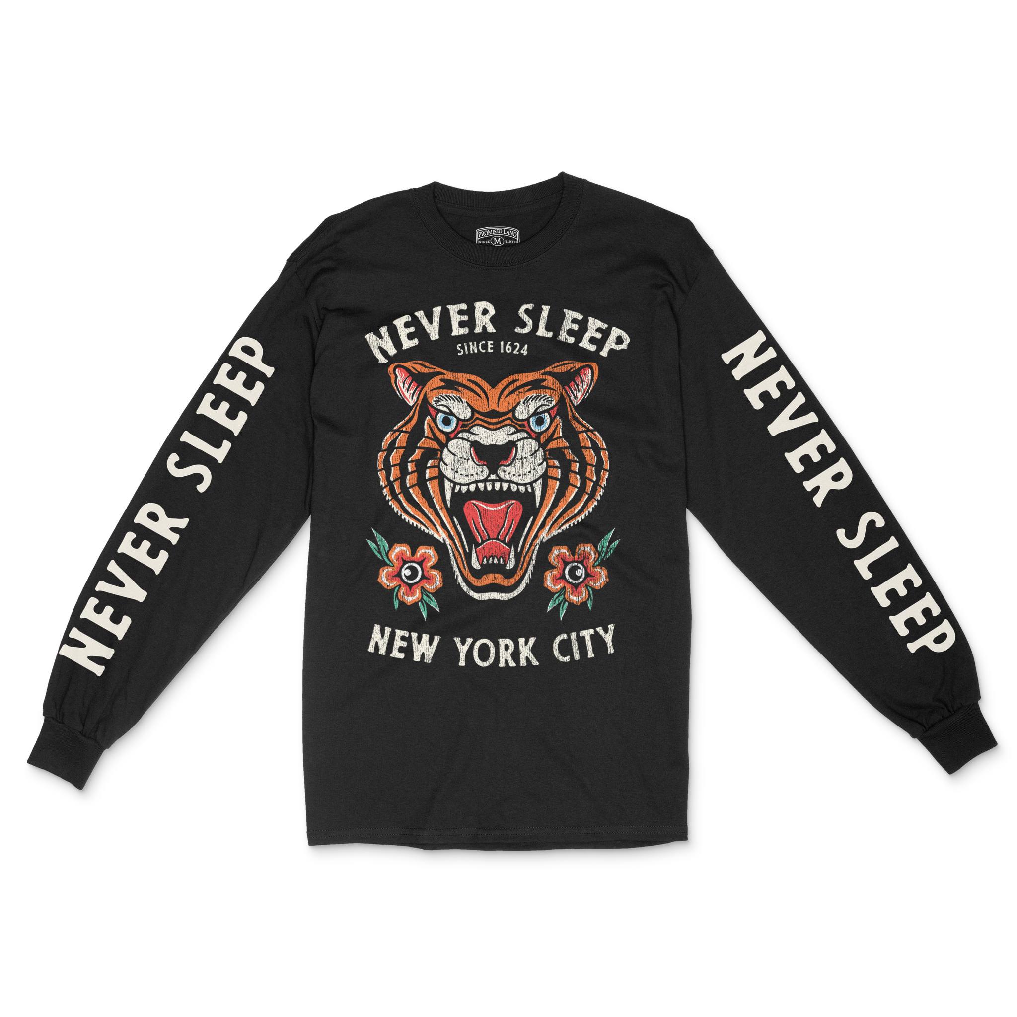 New York Tiger Tough Longsleeve in Black - front view with sleeves