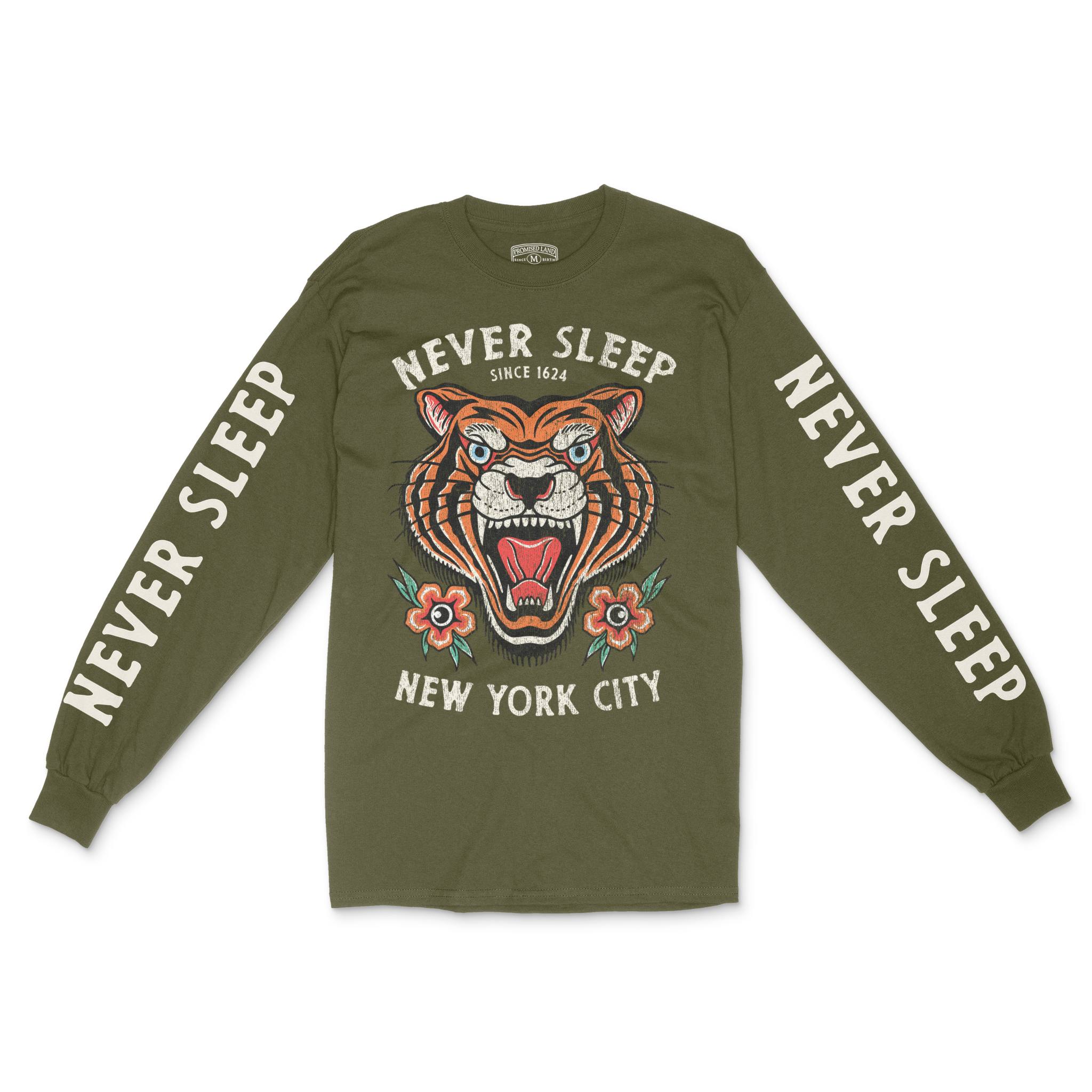 New York Tiger Tough Longsleeve in Military Green - front view with sleeves