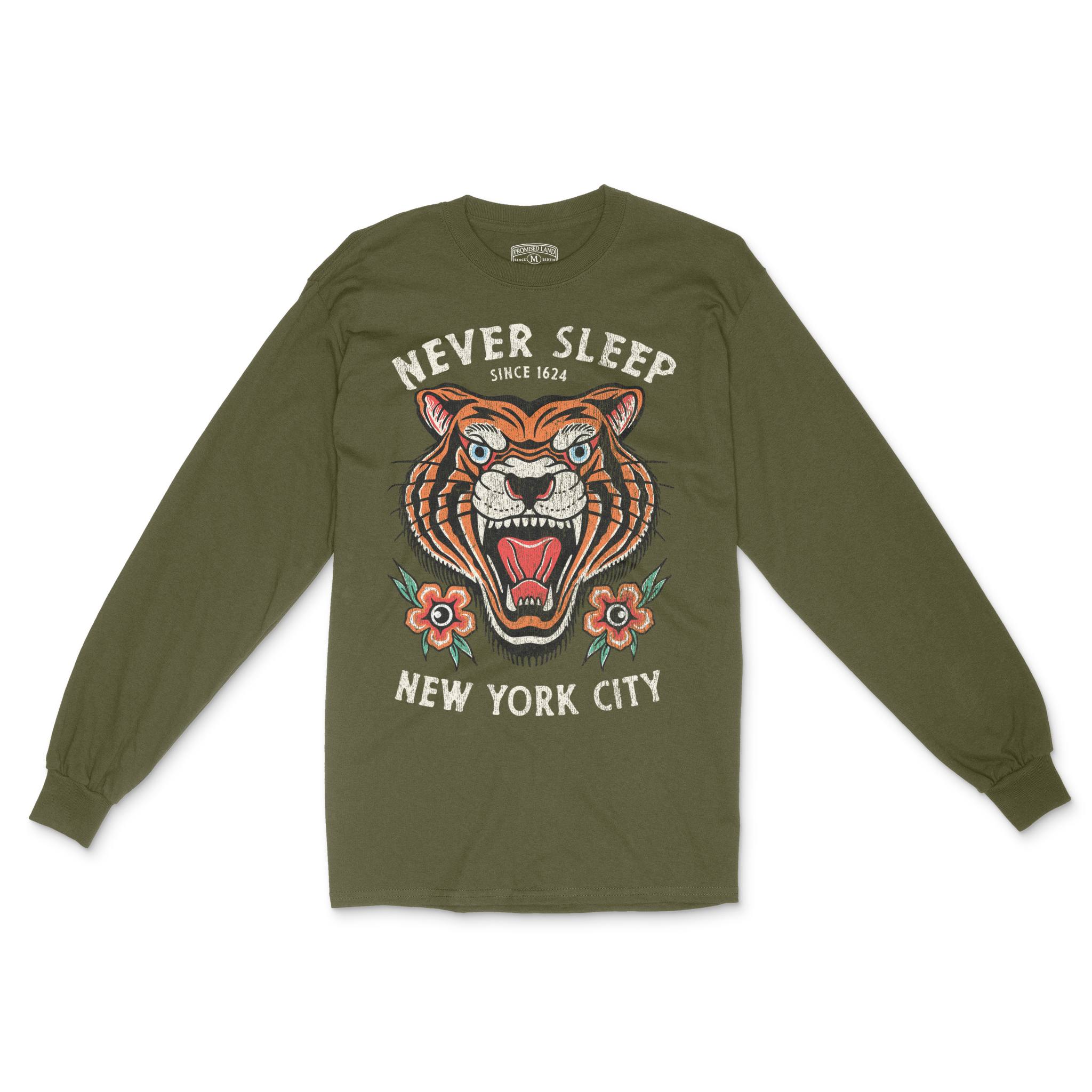New York Tiger Tough Longsleeve in Military Green - front view