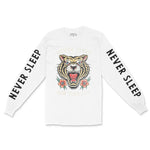 New York Tiger Tough Longsleeve in White - front with sleeves view