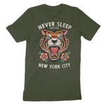 New York Tiger Tough T-Shirt in Military Green - back view