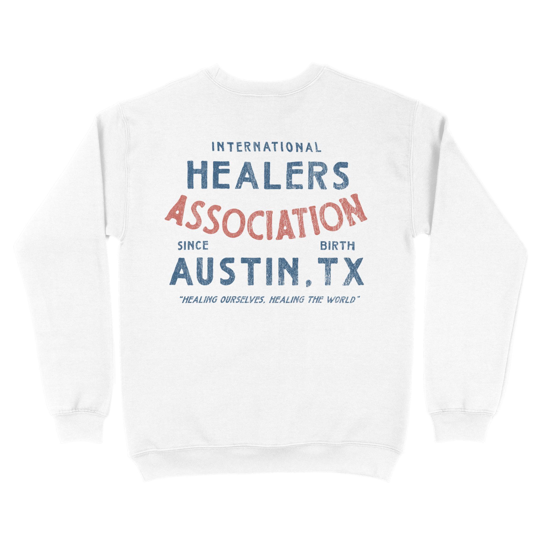 Austin Crewneck in White - back view