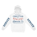 Denver Hoodie in White - front-sleeves view