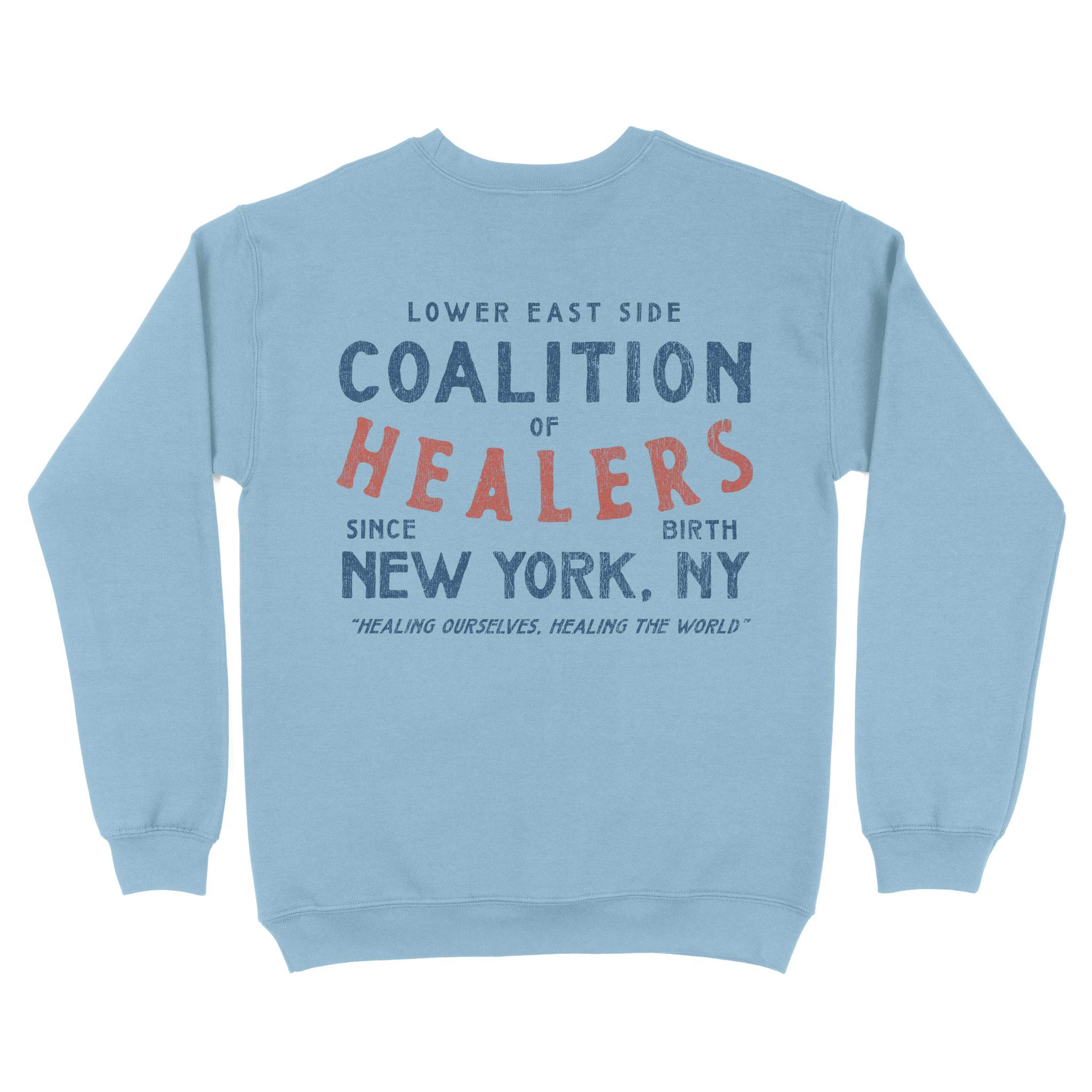 New York Healer S Club Crewneck Light Blue back