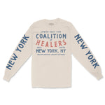 New York Healer's Club Longsleeve in Natural - front view with sleeves