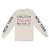 New York Healer's Club Longsleeve in Natural - front view with sleeves