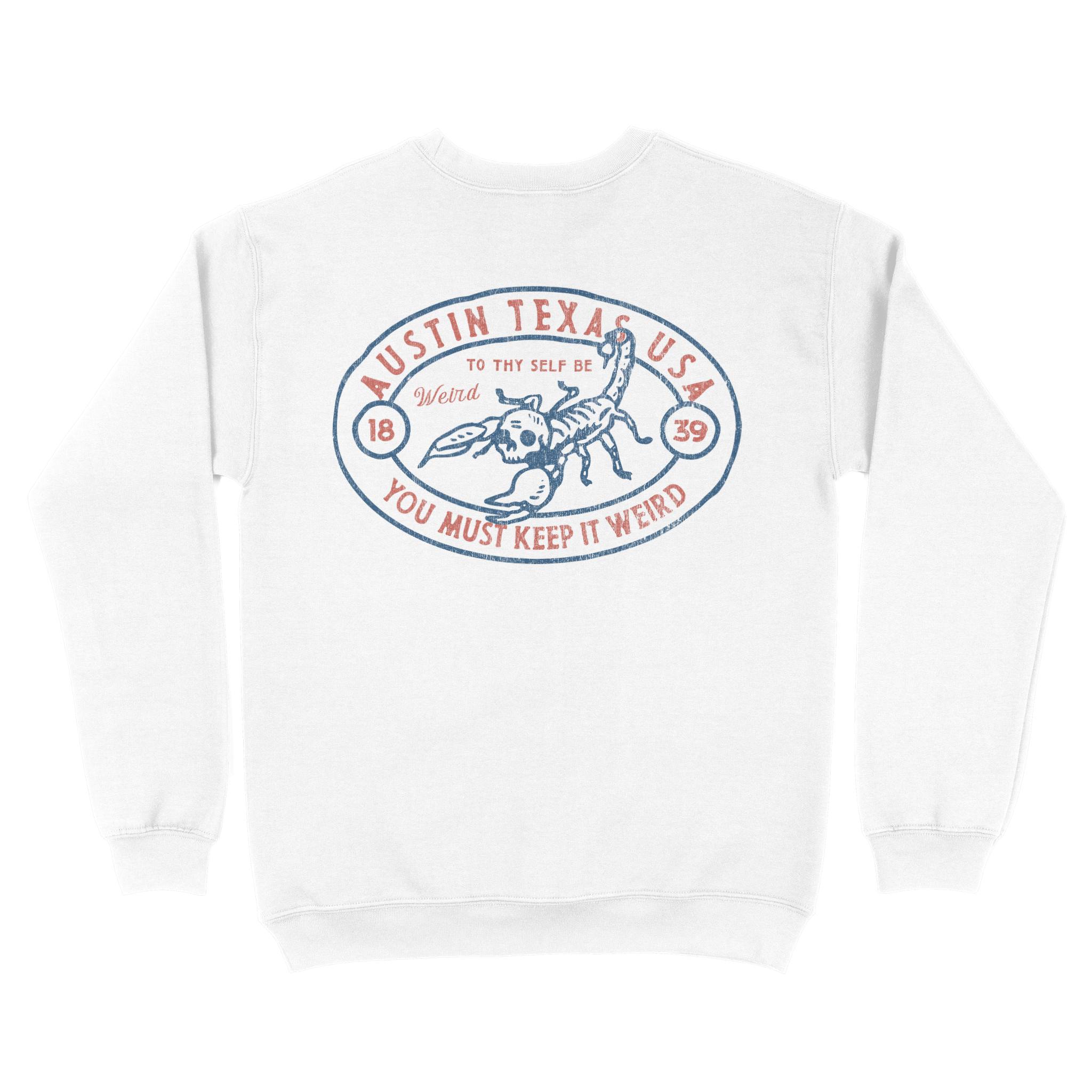 Austin Crewneck in White - back view