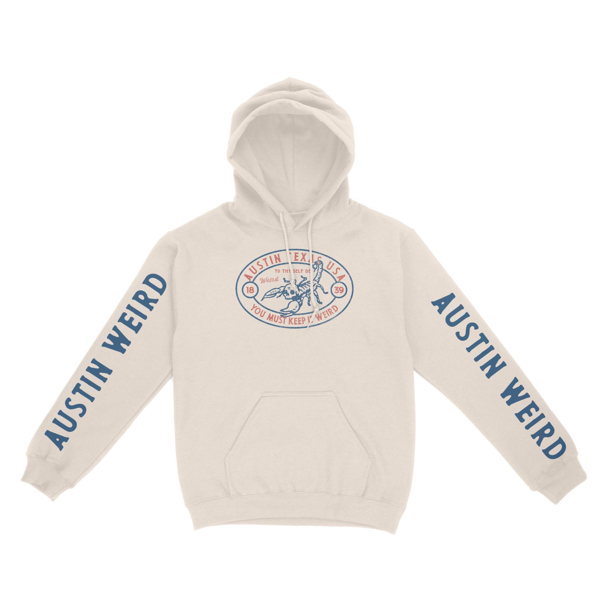 Austin Scorpions Rule Hoodie in Natural - front view with sleeves