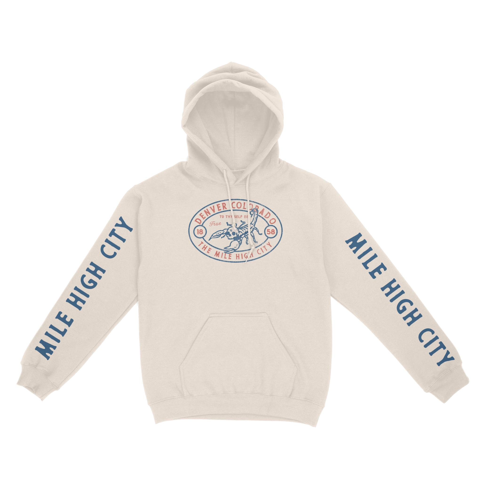 Denver Scorpions Rule Hoodie in Natural - front view with sleeves
