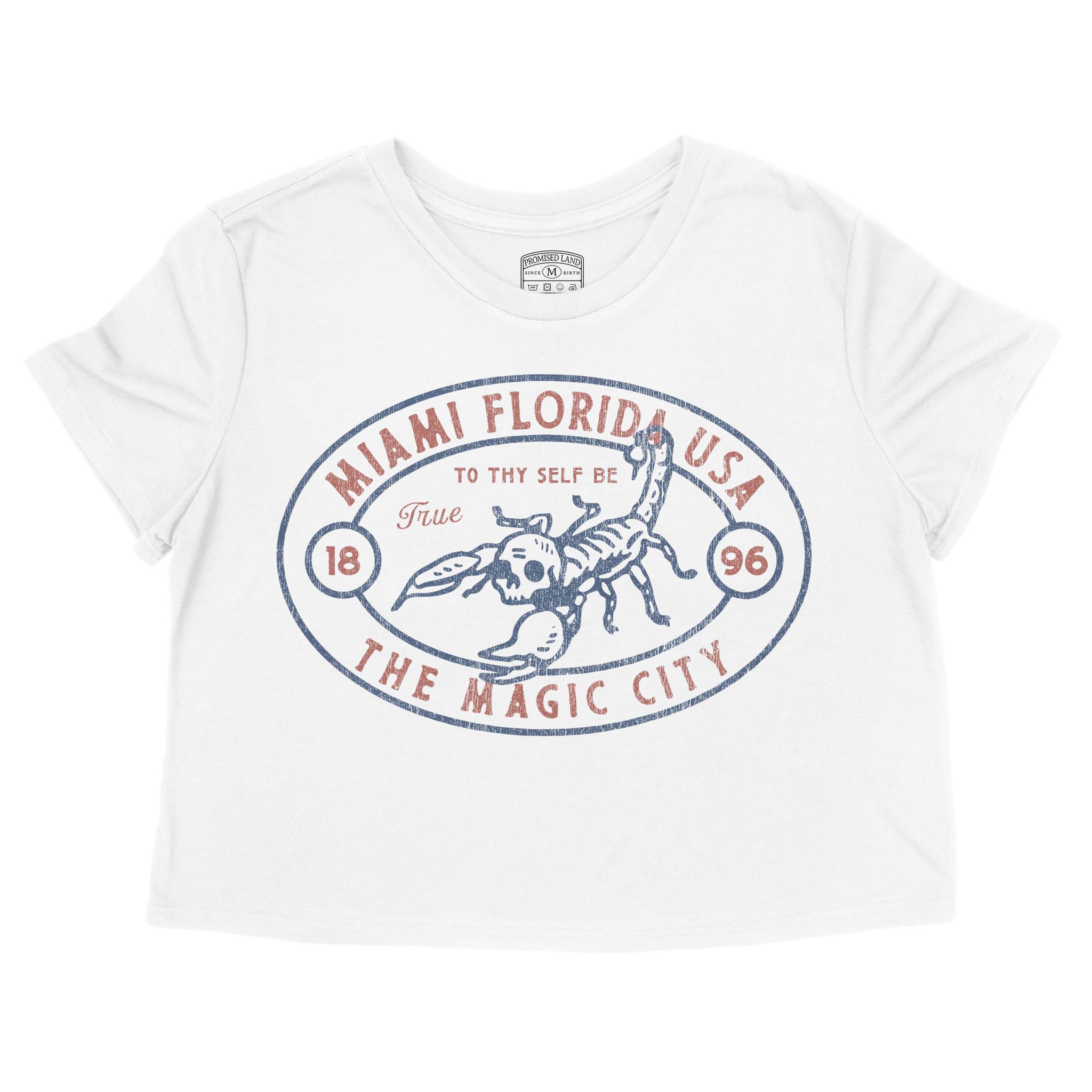 Miami Scorpions Rule Cropped Tee White front