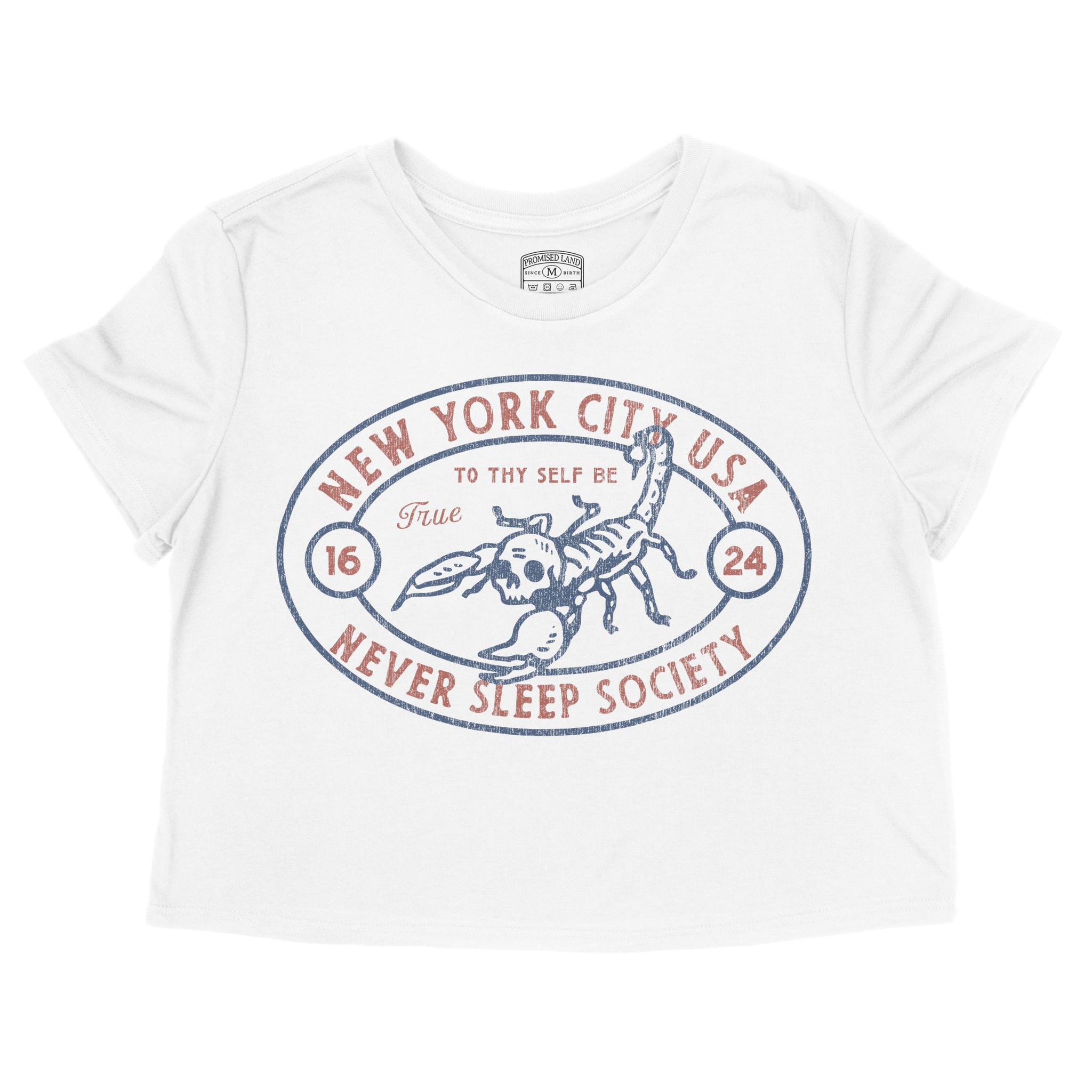 New York Scorpions Rule Cropped Tee White front
